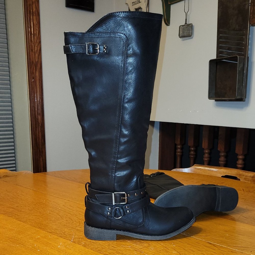 NWOT Black JustFab "MINA" Knee-High Boots Size 8